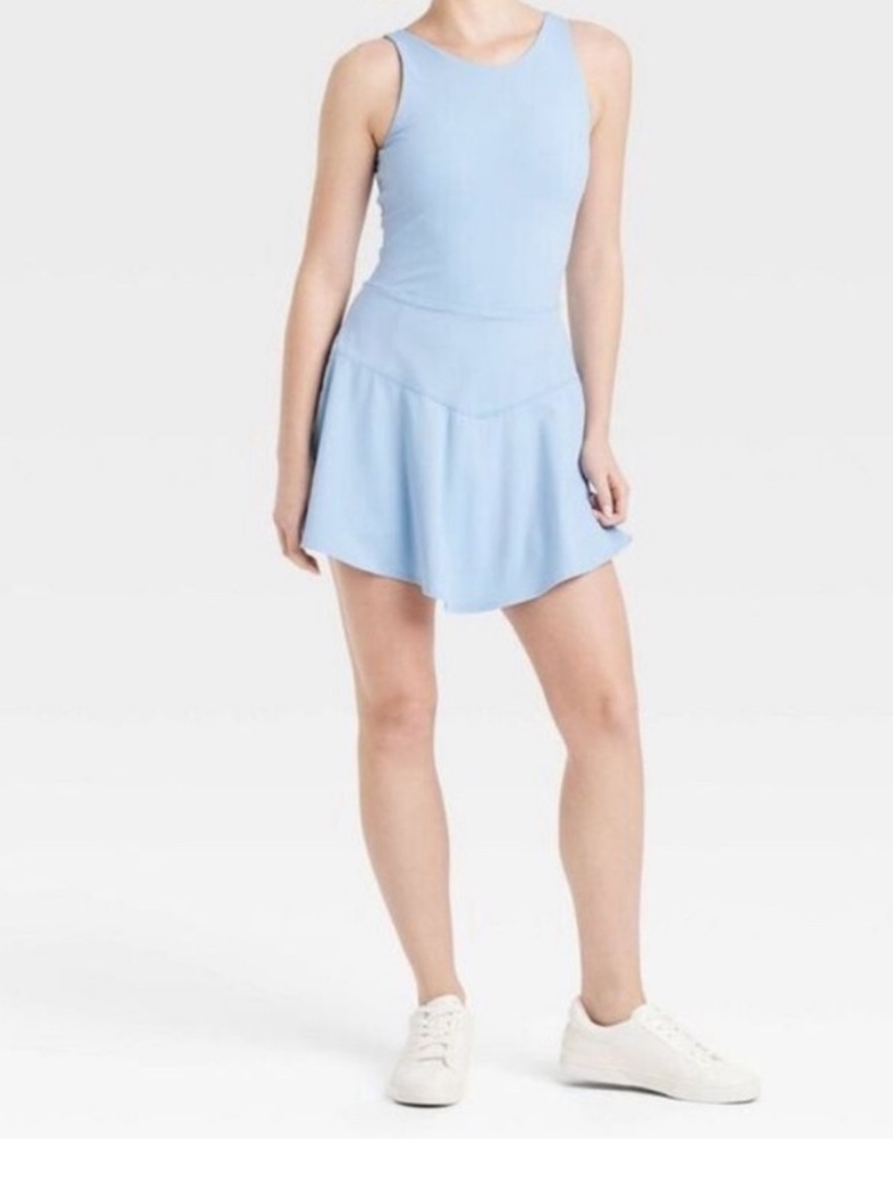 JoyLab Active Dress Scalloped Back High Neck Light Blue Size L NWT